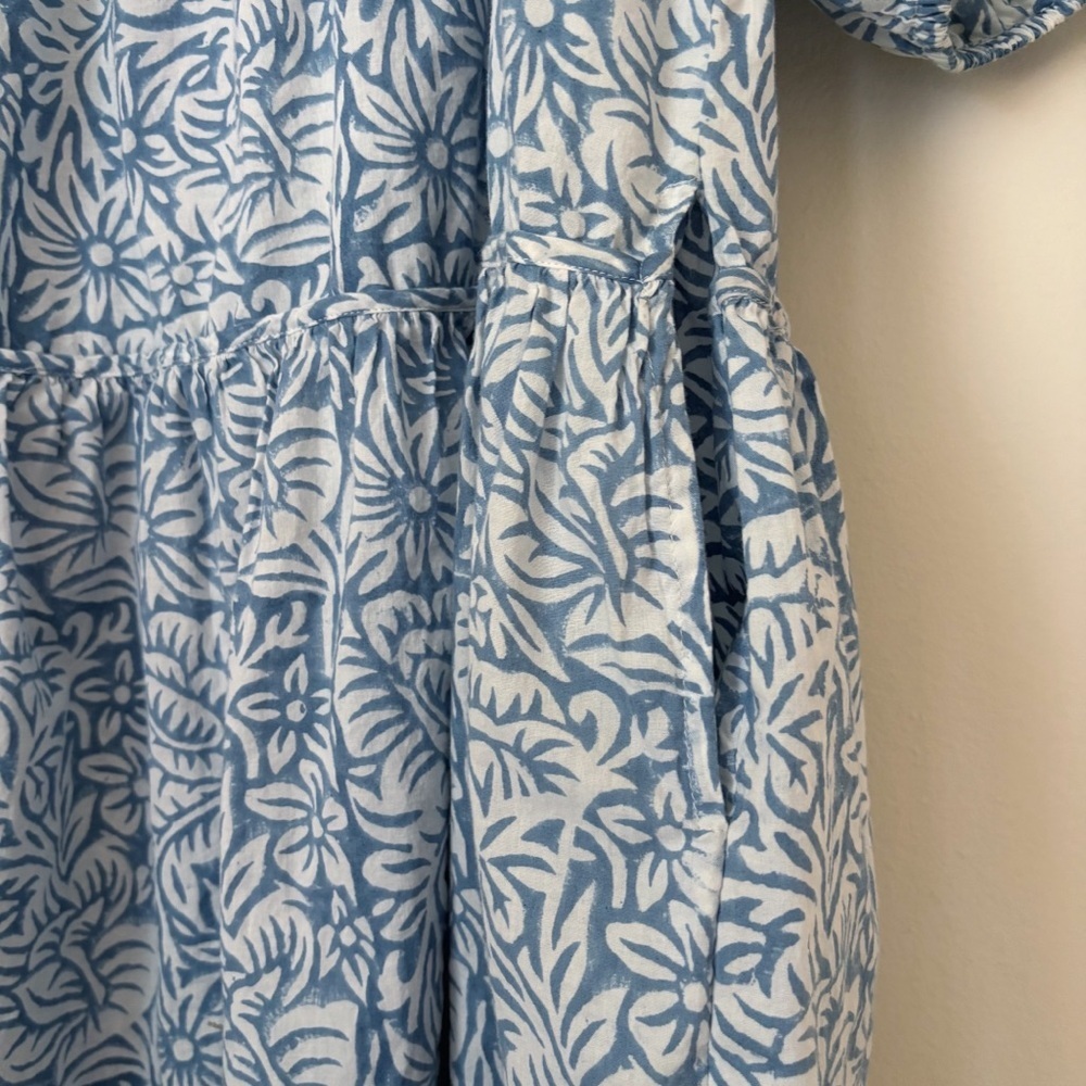 Anna Cate Blue Floral Square Neck Dress Large Coastal Boho - Picture 3 of 8